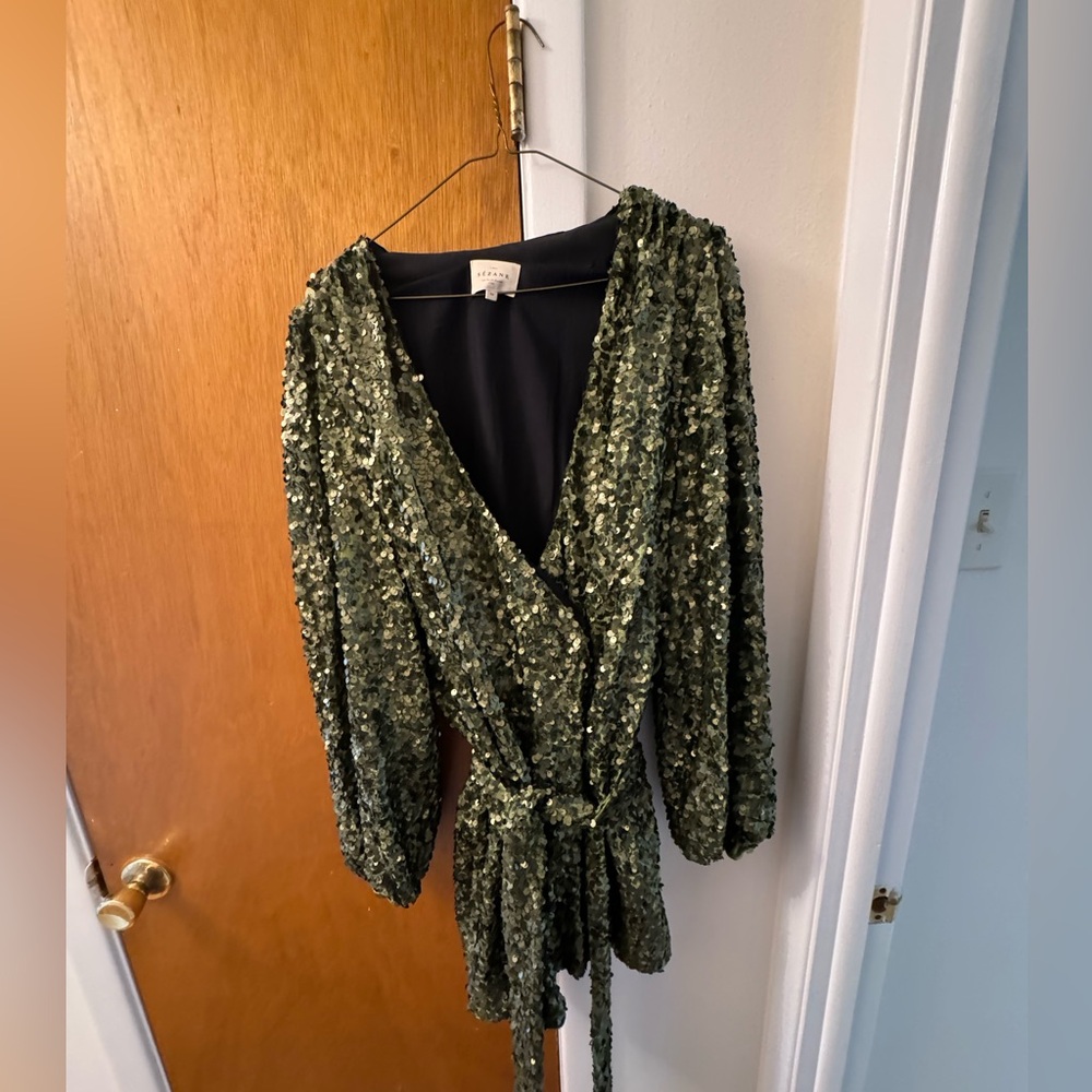 Sezane Adelina Dress Sequins Kaki - Size 44